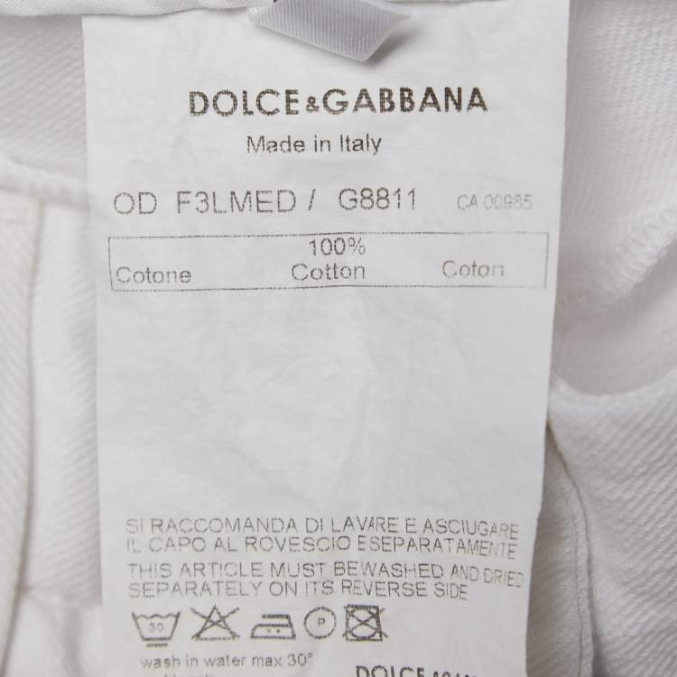 Pre Owned Dolce & Gabbana White Denim Culottes M Waist 30" 