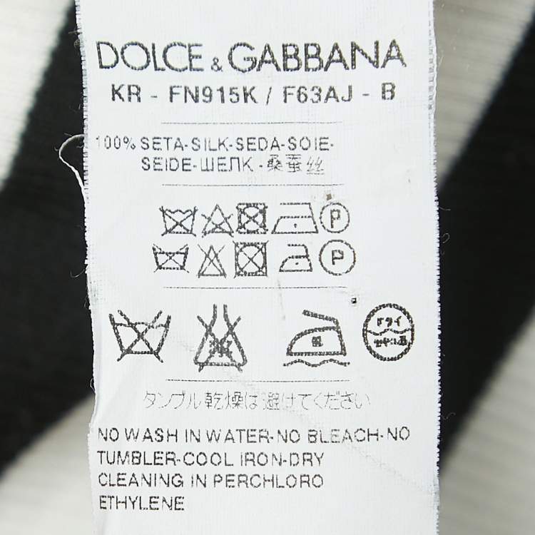 Pre Owned Dolce & Gabbana Black/White Striped Silk Knit Tank Top S