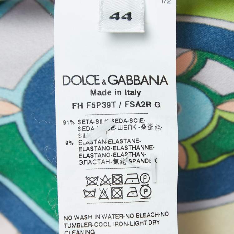 Pre Owned Dolce & Gabbana Multicolor Geometric Print Silk Button Front Shirt Blouse M