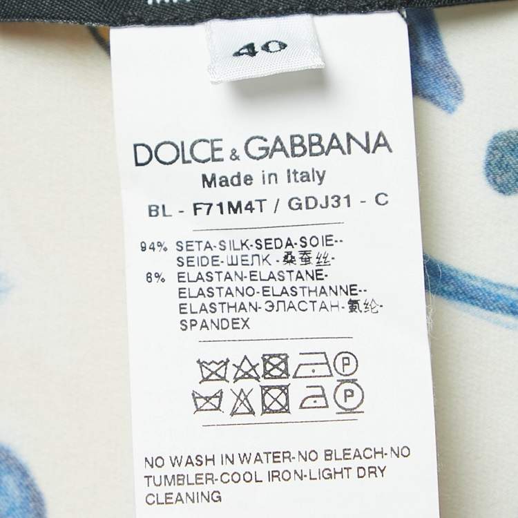 Pre Owned Dolce & Gabbana Multicolor Majolica Print Silk Long Sleeve Blouse S