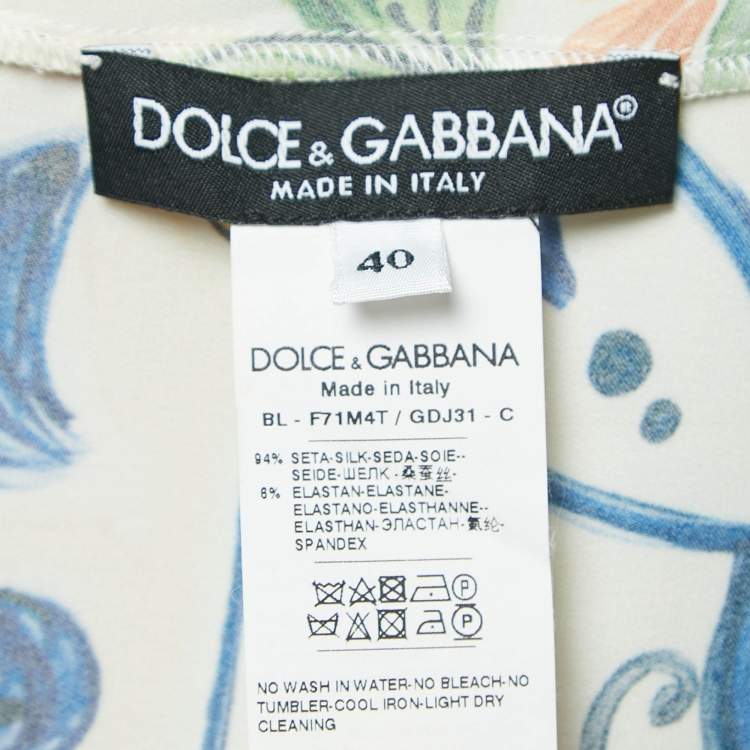 Pre Owned Dolce & Gabbana Multicolor Majolica Print Silk Long Sleeve Blouse S