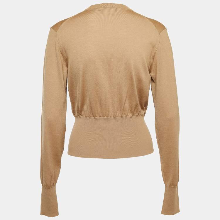 Pre Owned Dolce & Gabbana Beige Wool Crossover Crop pullover M