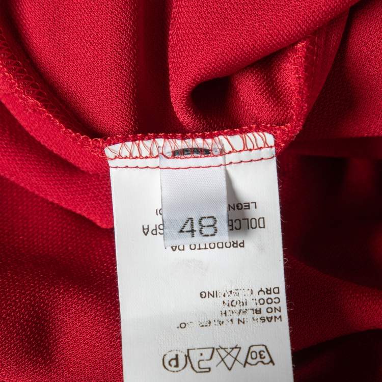 Pre Owned Dolce & Gabbana Maroon Jersey Knit Strap Sleeve Slit Detail Maxi Dress L 