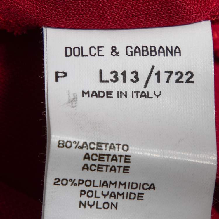 Pre Owned Dolce & Gabbana Maroon Jersey Knit Strap Sleeve Slit Detail Maxi Dress L 