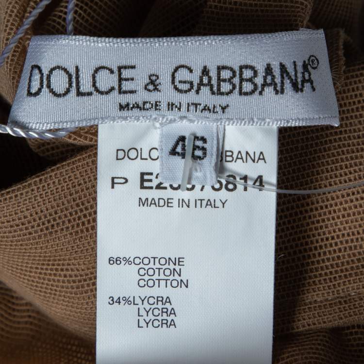 مملوكة مسبقًا Dolce & Gabbana Brown Cotton Mesh Knit Sheer Shirt L