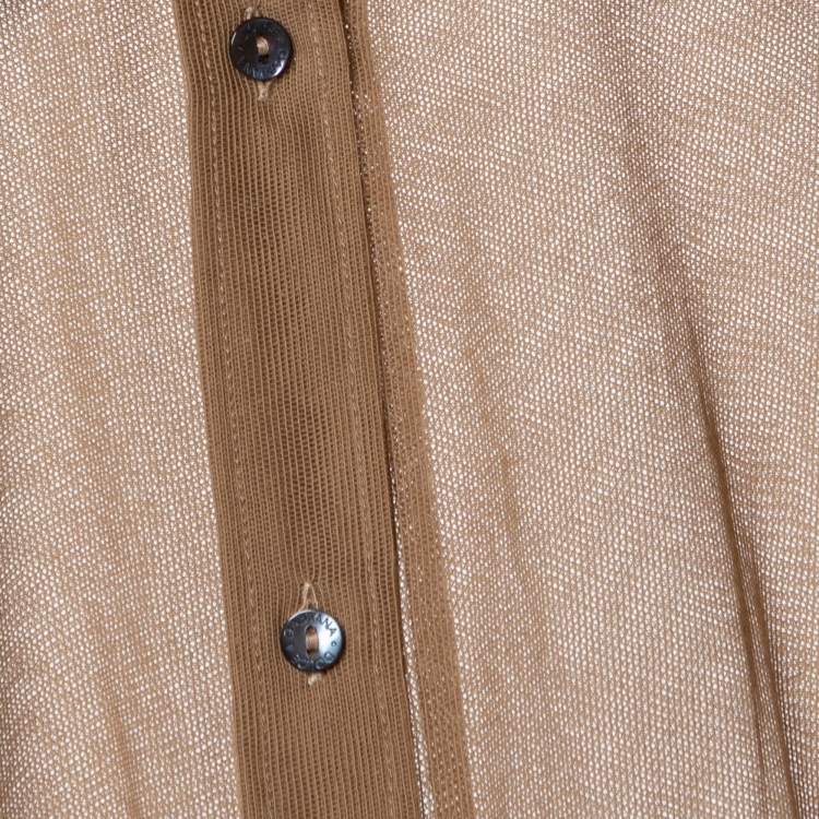 مملوكة مسبقًا Dolce & Gabbana Brown Cotton Mesh Knit Sheer Shirt L