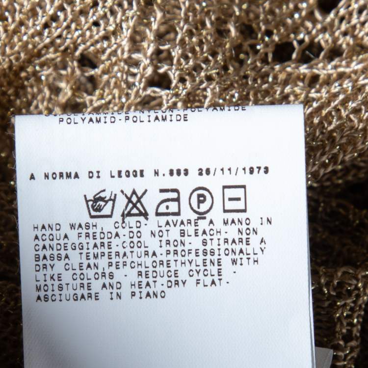 مملوكة مسبقًا Dolce & Gabbana Gold Lurex Crochet Knit Sheer Button Front Shirt XL