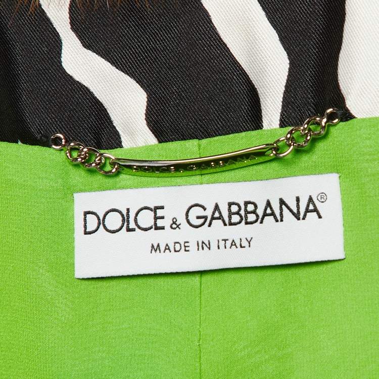 Pre Owned Dolce & Gabbana Black & White Zebra Printed Silk Satin Coat & Pants L/S