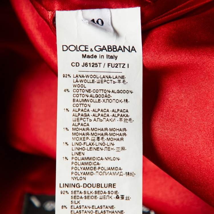 Pre Owned Dolce & Gabbana Red Wool Sleeveless Flared Mini Dress S