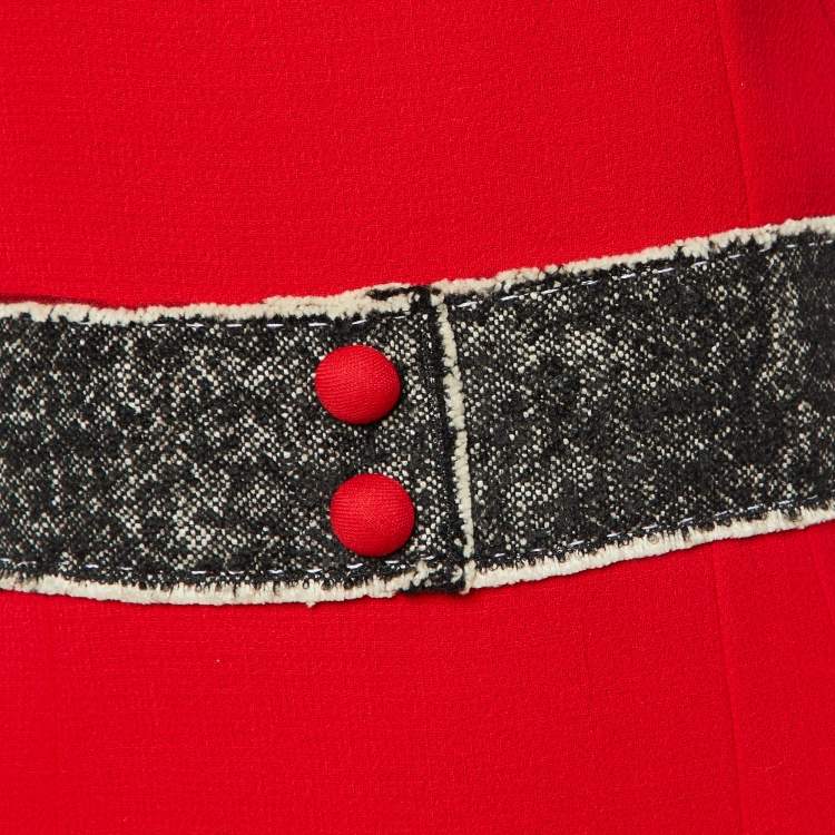 Pre Owned Dolce & Gabbana Red Wool Sleeveless Flared Mini Dress S