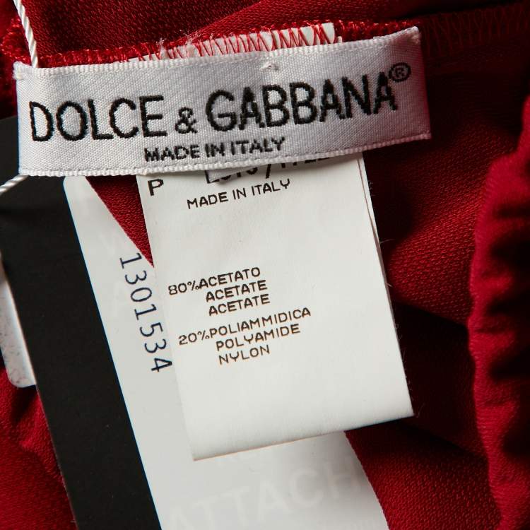 Pre Owned Dolce & Gabbana Red Knit Cropped Leggings L