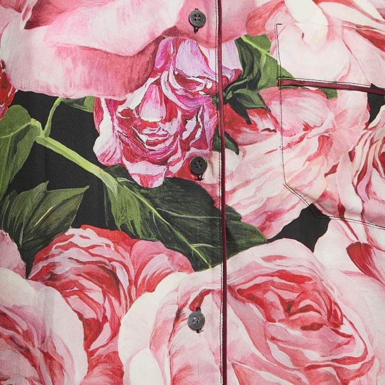 مملوكة مسبقًا Dolce & Gabbana Black Floral Printed Silk Pajama Top S