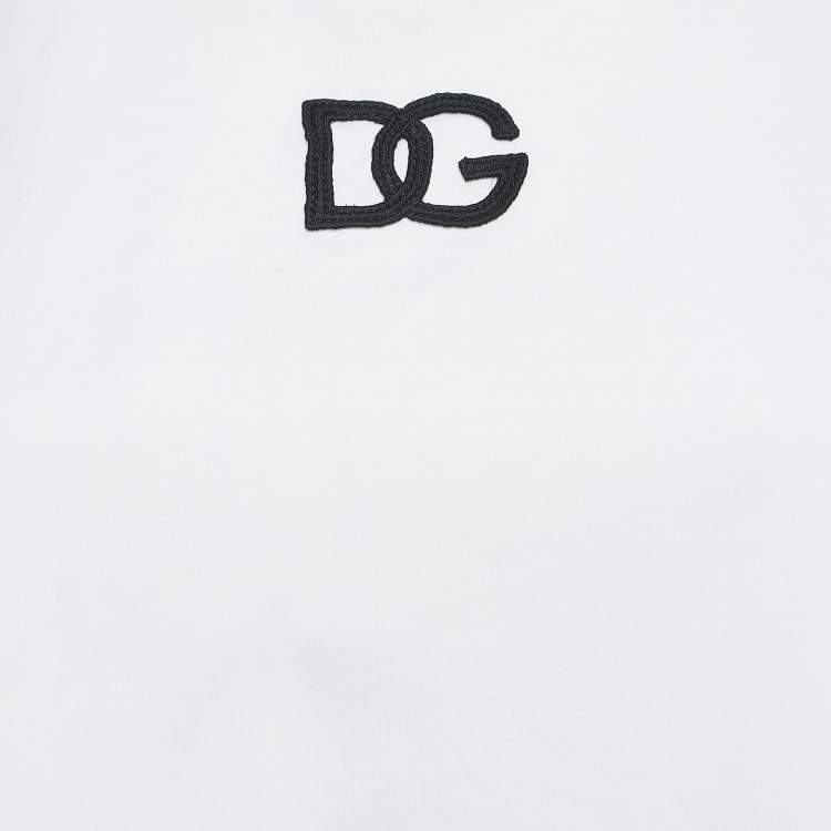 Pre Owned Dolce & Gabbana White Logo Embroidered Cotton Sleeveless Cropped T-Shirt M