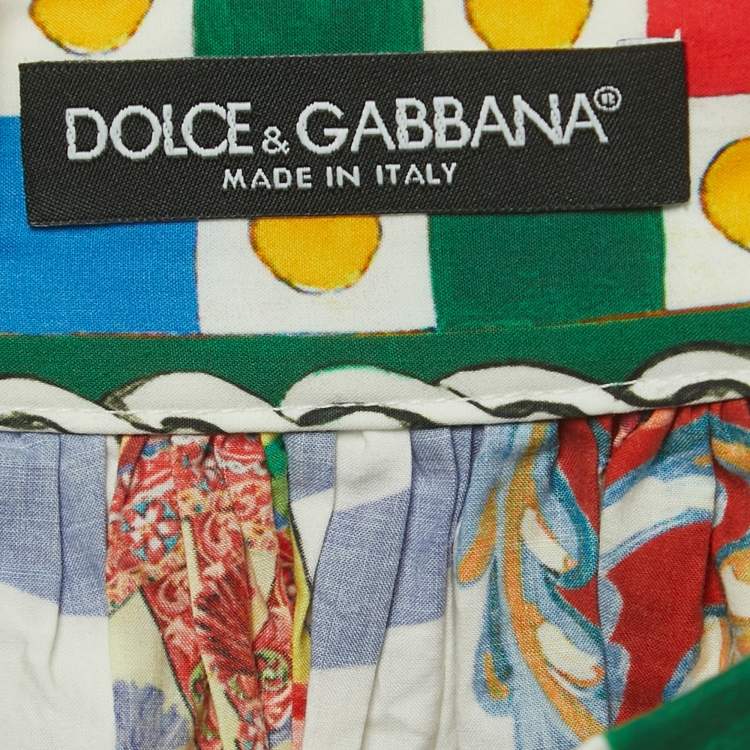 Pre Owned Dolce & Gabbana Multicolor Carreto Print Cotton Maxi Skirt L