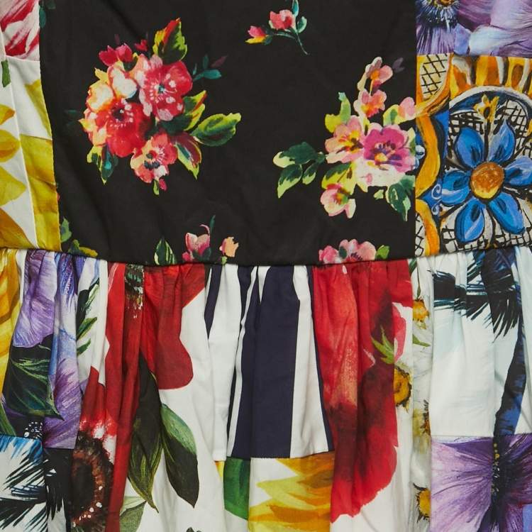 مملوكة مسبقًا Dolce & Gabbana Multicolor Floral Print Cotton Sleeveless Midi Dress M