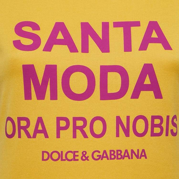 Pre Owned Dolce & Gabbana Yellow Logo Print Cotton Short Sleeve T-Shirt XS 