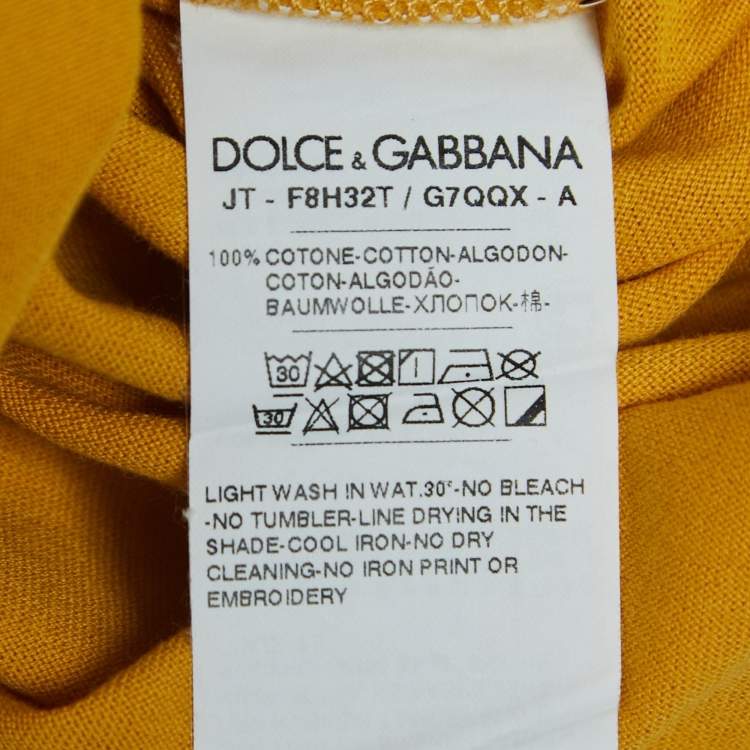 Pre Owned Dolce & Gabbana Yellow Logo Print Cotton Short Sleeve T-Shirt XS 