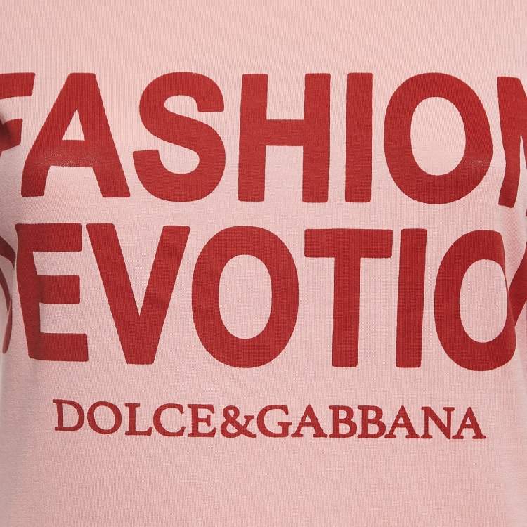 مملوكة مسبقًا Dolce & Gabbana Pink Fashion Devotion Print Cotton T-Shirt XS