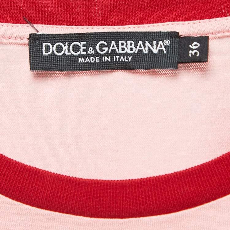 مملوكة مسبقًا Dolce & Gabbana Pink Fashion Devotion Print Cotton T-Shirt XS
