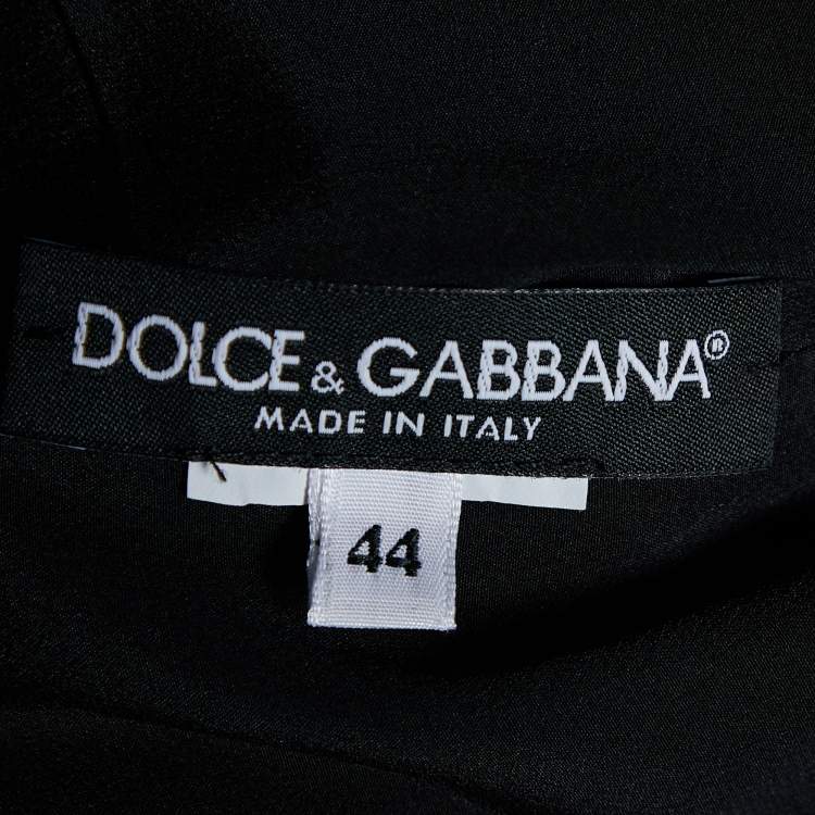 Pre Owned Dolce & Gabbana Black Floral Printed Silk Midi Dress M