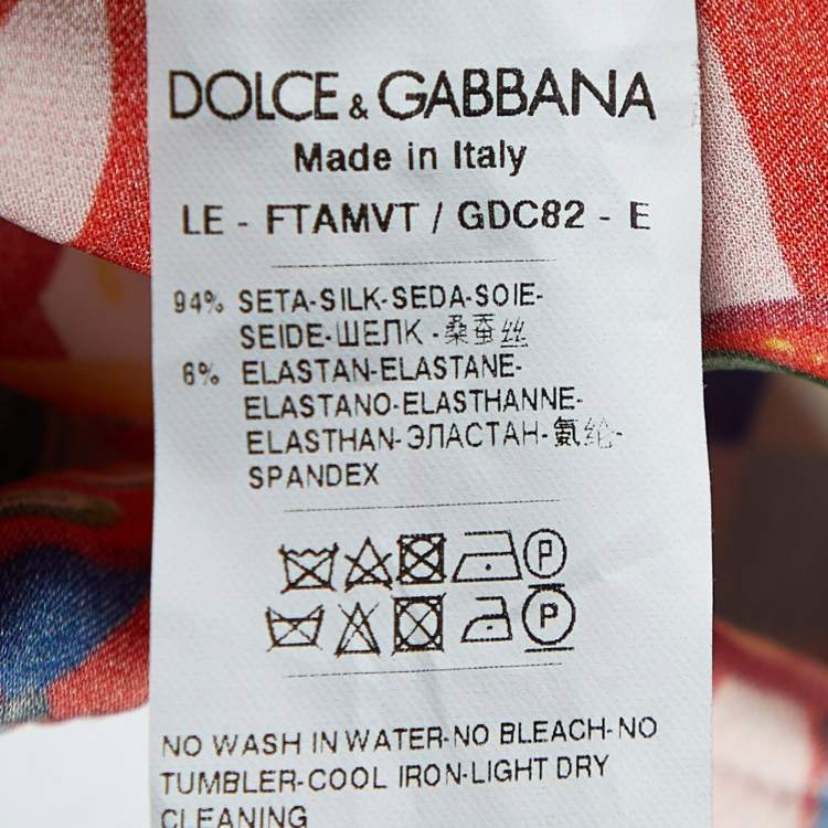 Pre Owned Dolce & Gabbana Multicolor Printed Silk Tapered Leg Pants M