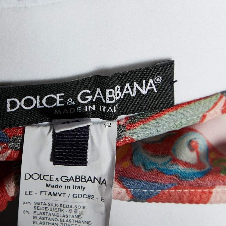 Pre Owned Dolce & Gabbana Multicolor Printed Silk Tapered Leg Pants M