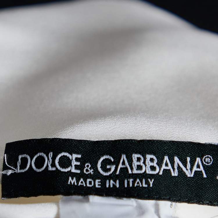 مملوكة مسبقًا Dolce & Gabbana White Silk Satin Bow Detail Top L