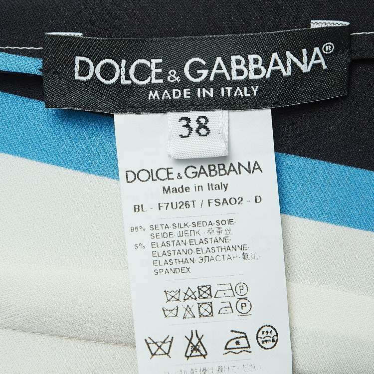 Pre Owned Dolce & Gabbana Multicolor Striped Silk Long Sleeve Blouse S 