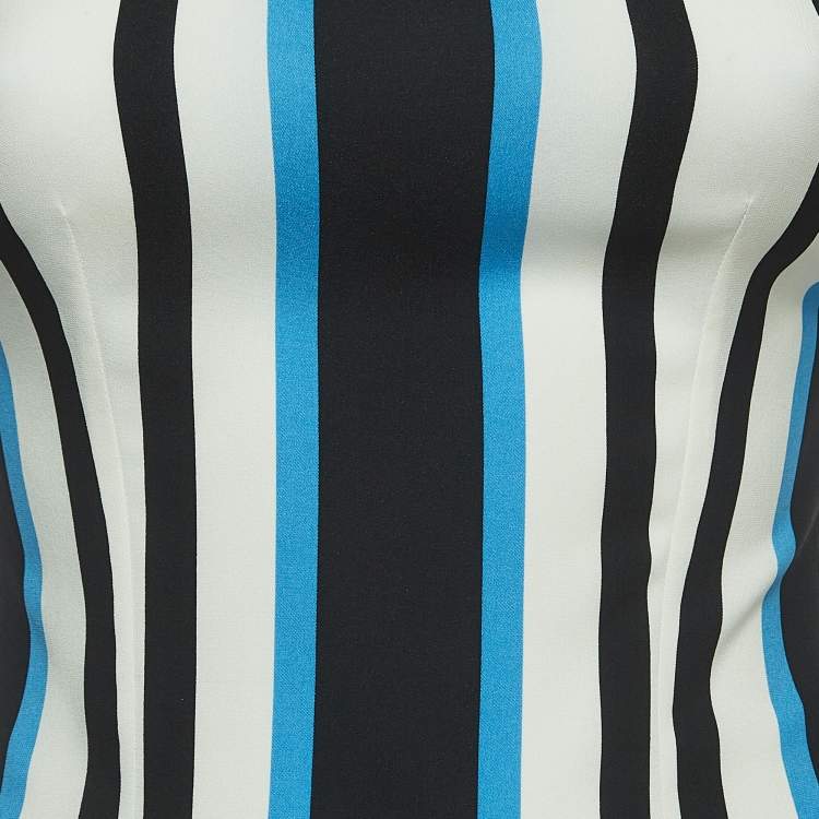 Pre Owned Dolce & Gabbana Multicolor Striped Silk Long Sleeve Blouse S 