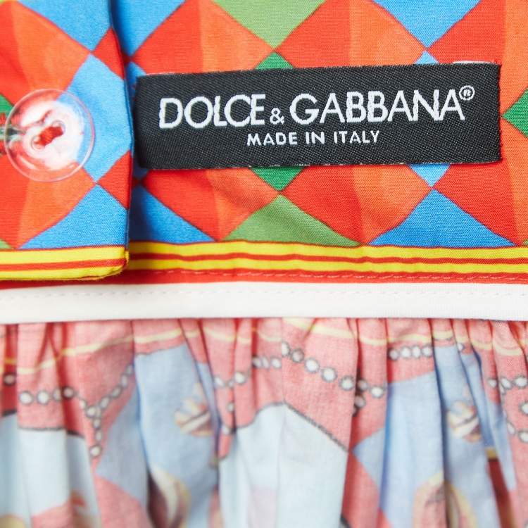 Pre Owned Dolce & Gabbana Multicolor Carretto Print Gathered Mini Skirt M