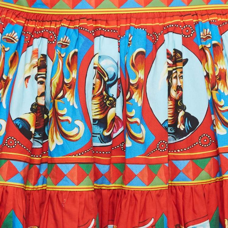 Pre Owned Dolce & Gabbana Multicolor Carretto Print Gathered Mini Skirt M