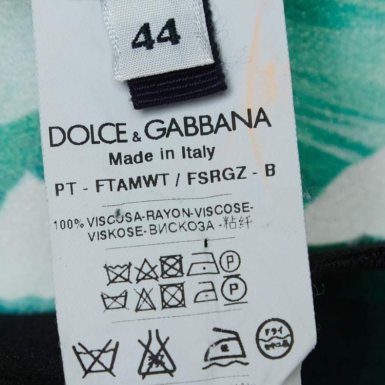 Pre Owned Dolce & Gabbana White Leaves Print Crepe Pants M