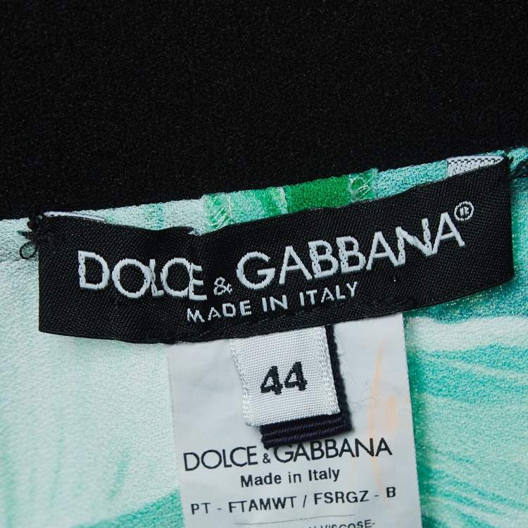 Pre Owned Dolce & Gabbana White Leaves Print Crepe Pants M