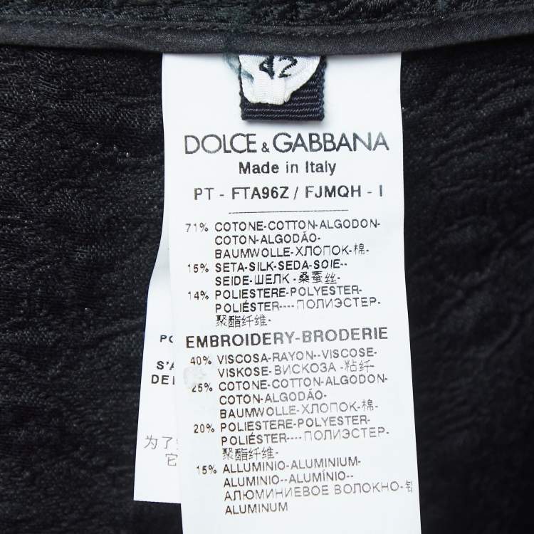 Pre Owned Dolce & Gabbana Black jacquard Logo Patterned Star Studded Culottes M