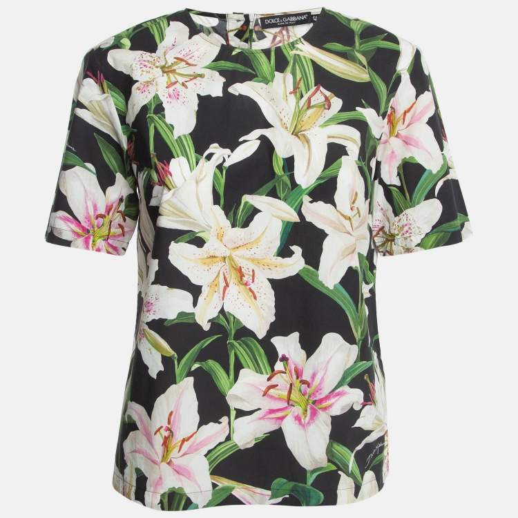 Pre Owned Dolce & Gabbana Multicolor Floral Print Cotton Blouse M