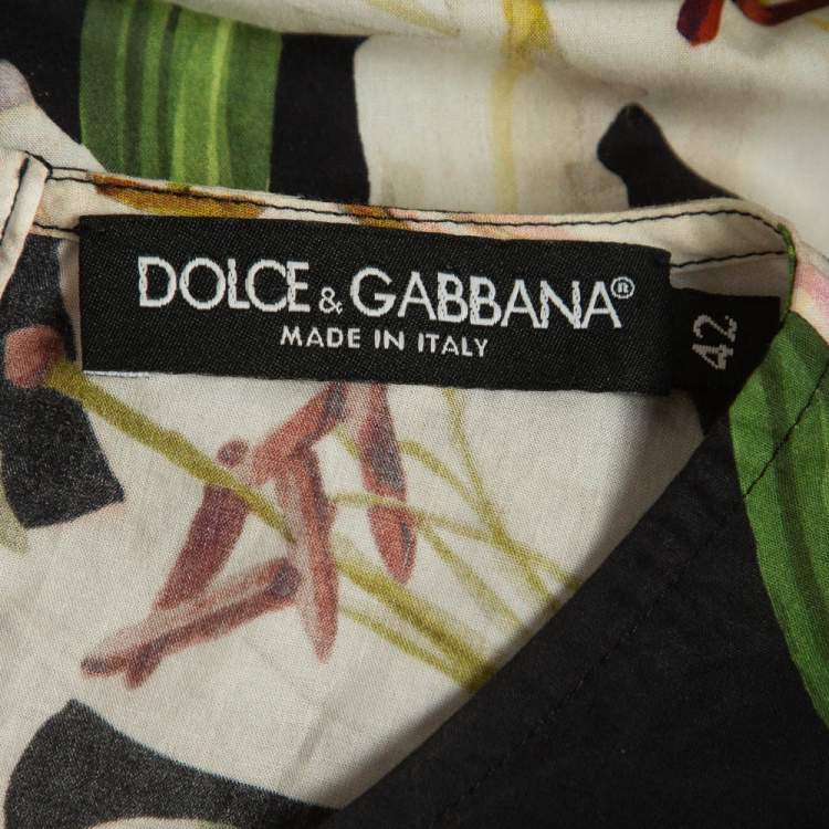 Pre Owned Dolce & Gabbana Multicolor Floral Print Cotton Blouse M
