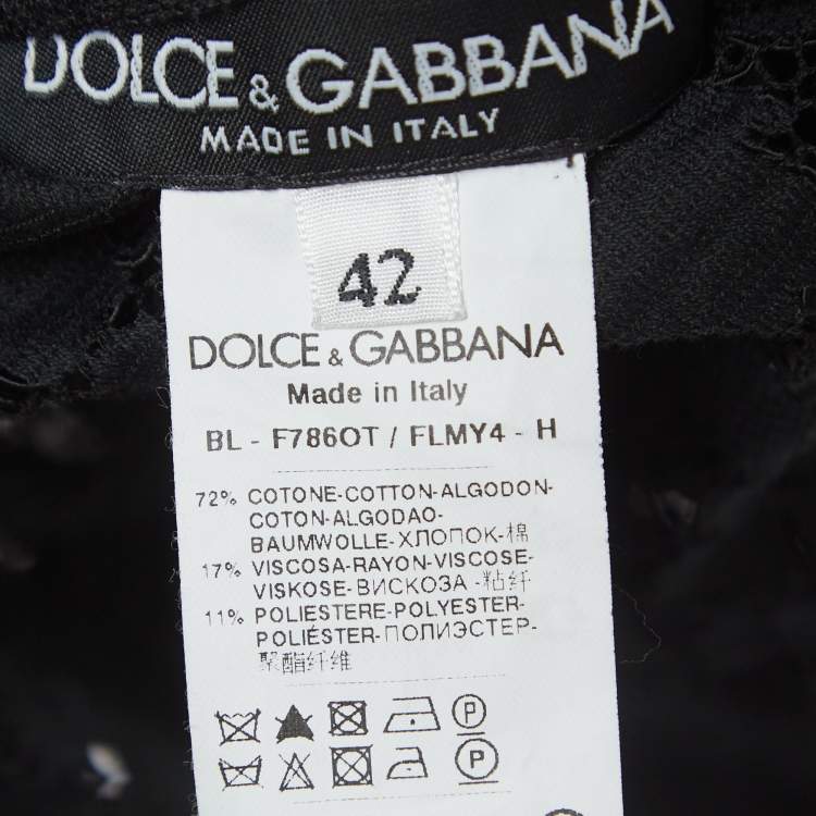 مملوكة مسبقًا Dolce & Gabbana Black Floral Lace Relaxed Fit Blouse M
