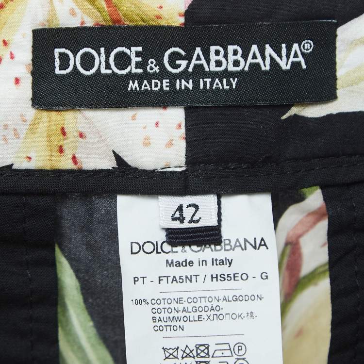 Pre Owned Dolce & Gabbana Multicolor Floral Print Cotton Wide Leg Trousers M