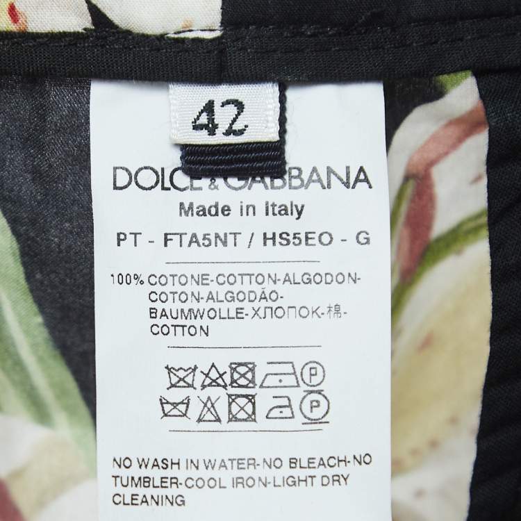 Pre Owned Dolce & Gabbana Multicolor Floral Print Cotton Wide Leg Trousers M