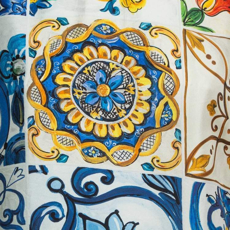 Pre Owned Dolce & Gabbana Multicolor Majolica Printed Top 3XL