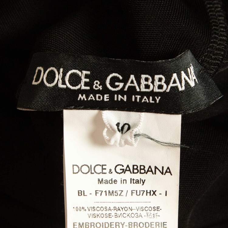 Pre Owned Dolce & Gabbana Black Jersey Sequined Top S