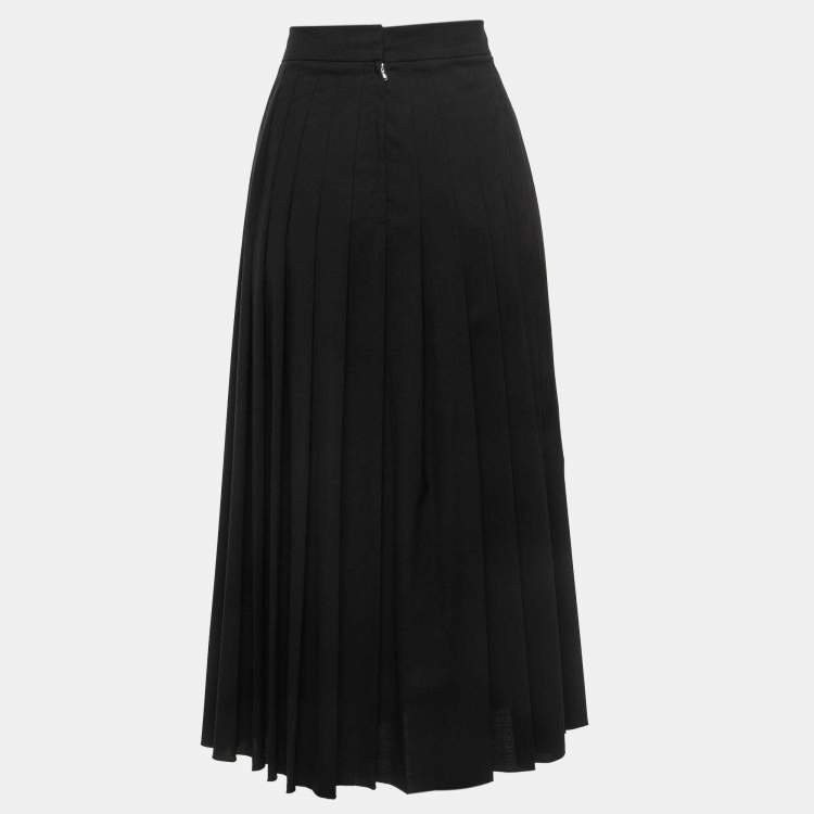 Pre Owned Dolce & Gabbana Black Wool Pleated Midi Skirt 2XL