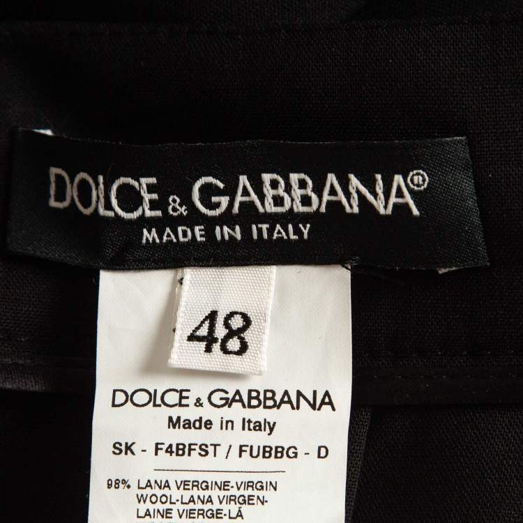 Pre Owned Dolce & Gabbana Black Wool Pleated Midi Skirt 2XL