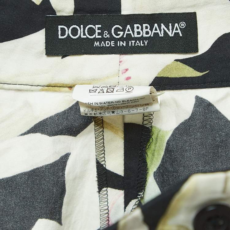 Pre Owned Dolce & Gabbana Black Floral Printed Cotton Shorts S