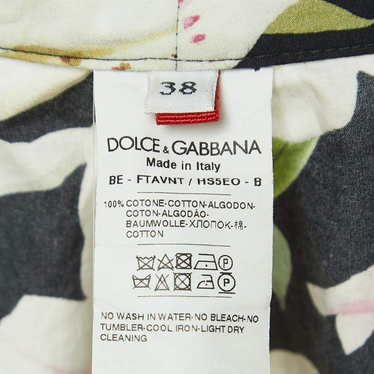 Pre Owned Dolce & Gabbana Black Floral Printed Cotton Shorts S