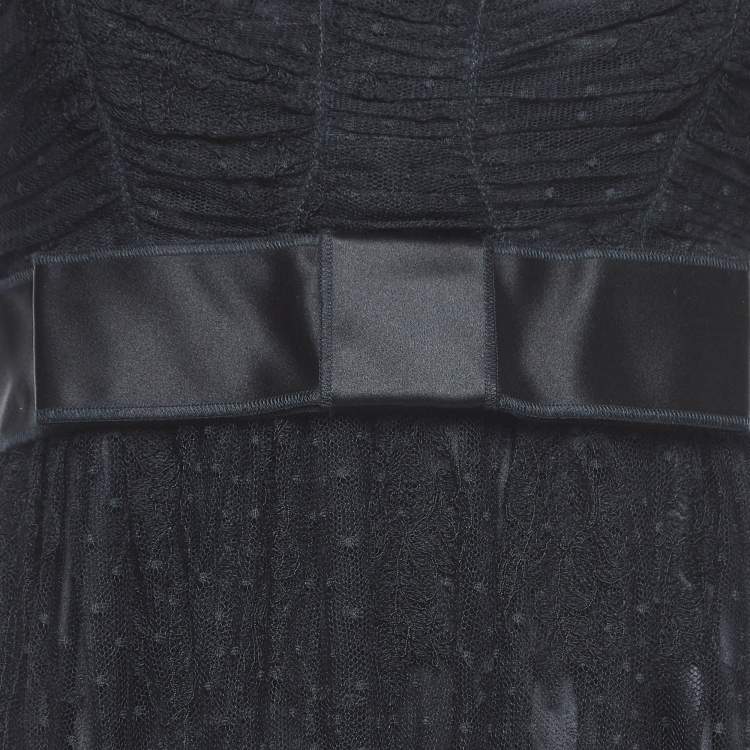 Pre Owned Dolce & Gabbana Black Embroidered Tulle Strappy Mini Dress S