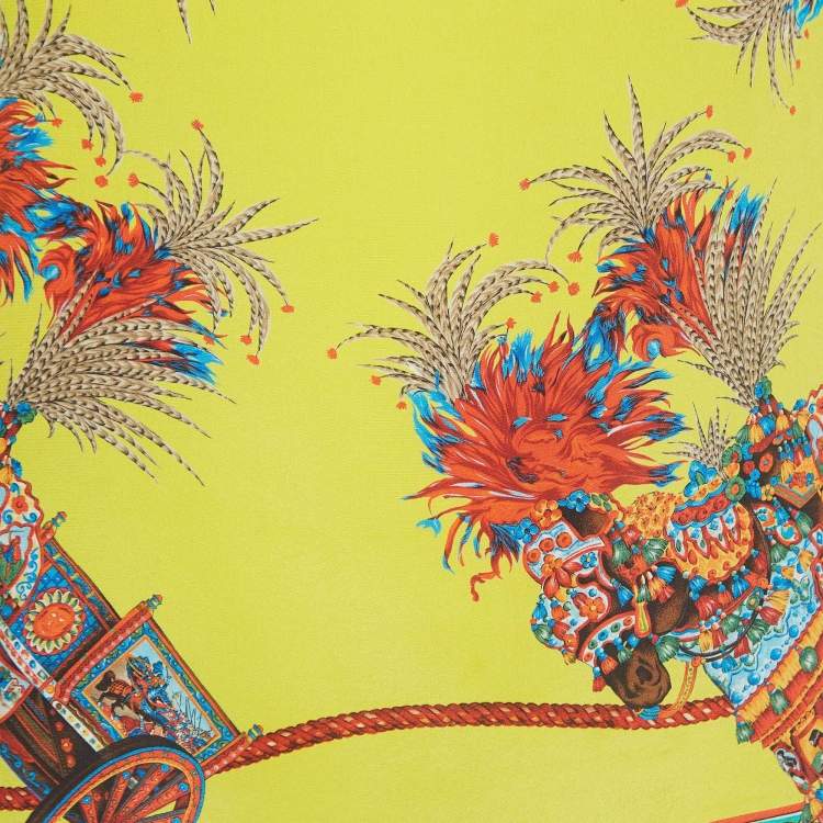 Pre Owned Dolce & Gabbana Multicolor Print Silk Boat Neck Top S