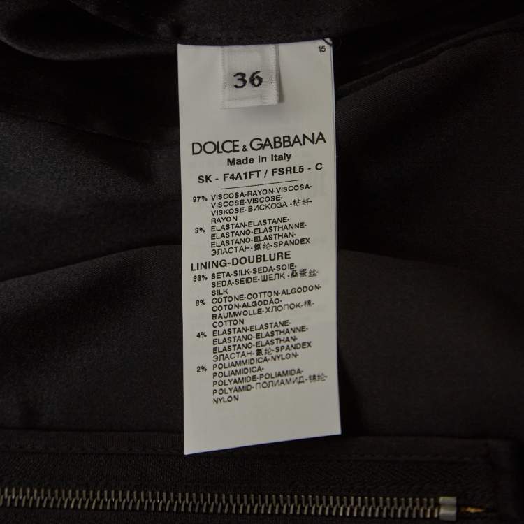 Pre Owned Dolce & Gabbana Black Floral Print Crepe Pencil Skirt XS