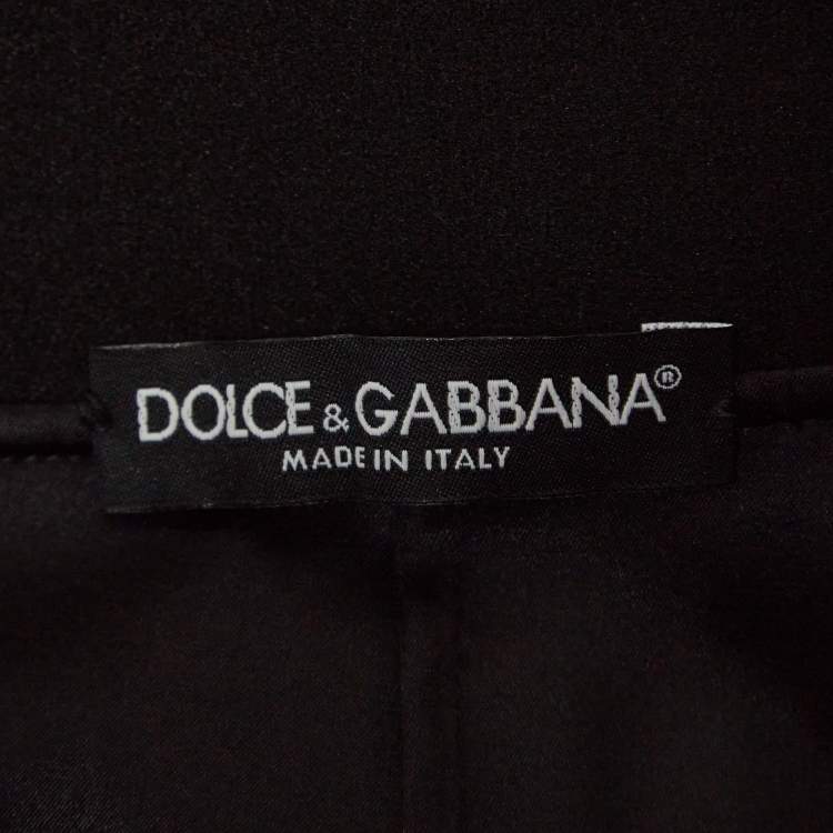 Pre Owned Dolce & Gabbana Black Floral Print Crepe Pencil Skirt XS