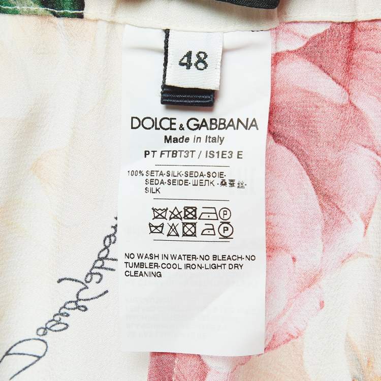 Pre Owned Dolce & Gabbana Pink Floral Printed Silk Wide Leg Pants XL